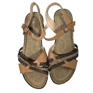 Patrizia by Springstep Sandals Size 10 US Wedge Heel Strappy Brown Braided